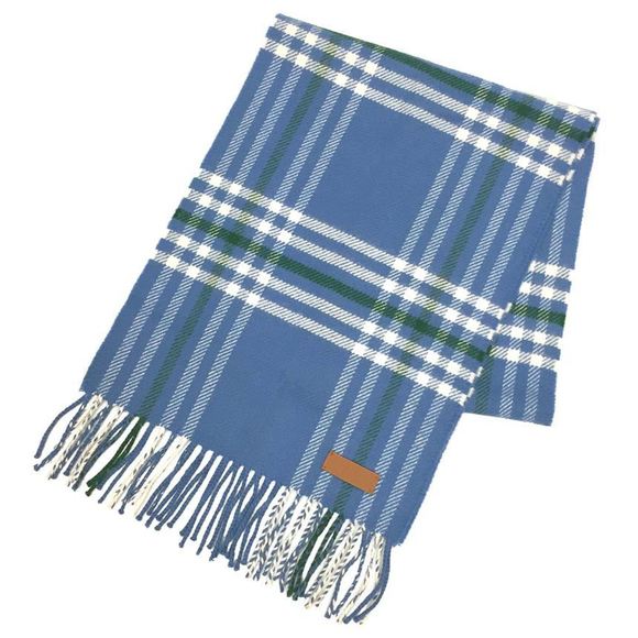 HERMES Check Light Blue 100% Cashmere Stole Shawl - Picture 1 of 3